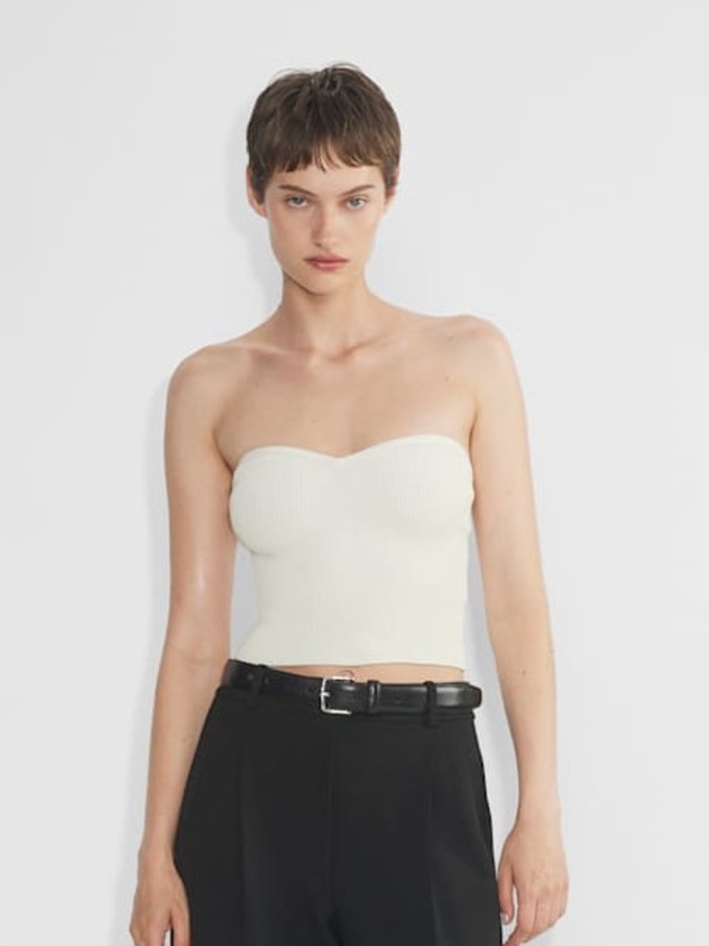 ARITZIA Babaton Sculpt Knit Sweetheart Tube Top | Light Birch - SIZE LARGE